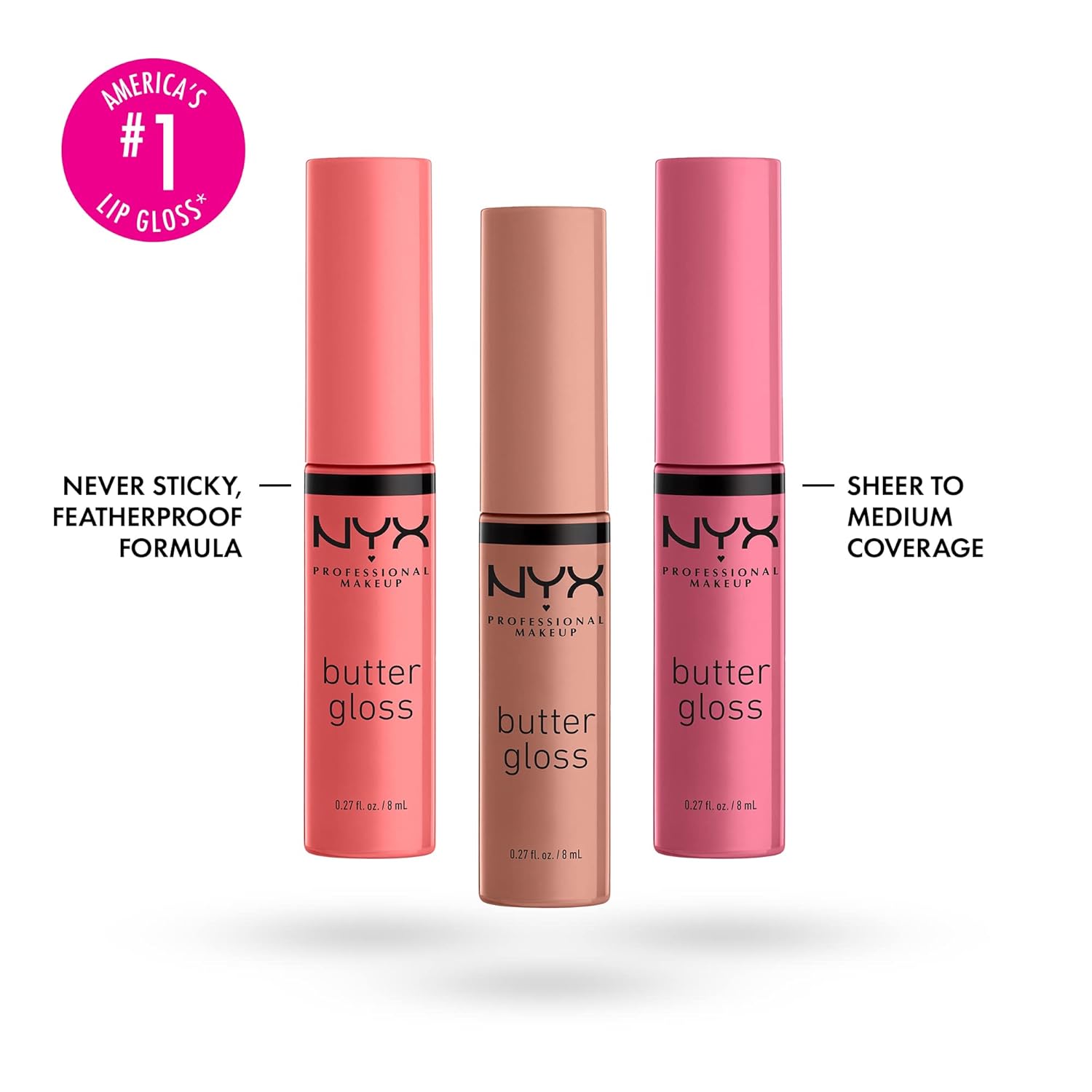 NYX PROFESSIONAL MAKEUP Butter Gloss, Non-Sticky Lip Gloss - Pack Of 3 (Angel Food Cake, Creme Brulee, Madeleine) - CosComme Finds