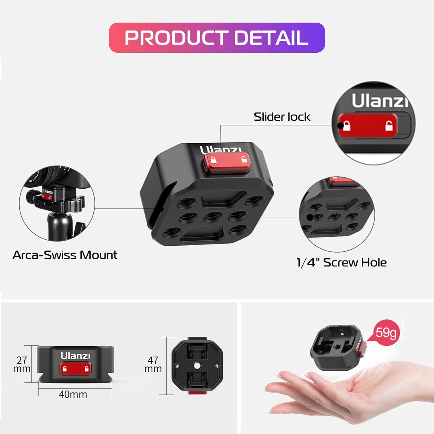 ULANZI Claw Quick Release Base Mount Upgraded Version Tripod QR Camera Mount Adapter Suitable for Tripod（Only Base Mount） - CosComme Finds